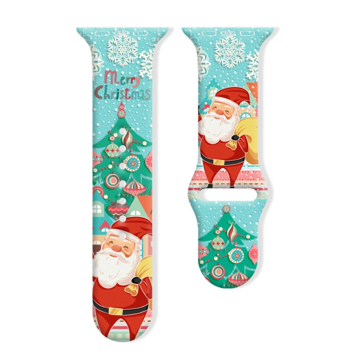 Christmas Pattern Reverse Buckle Silicone Watch Band, For Apple Watch 46mm / 49mm / 45mm / 44mm