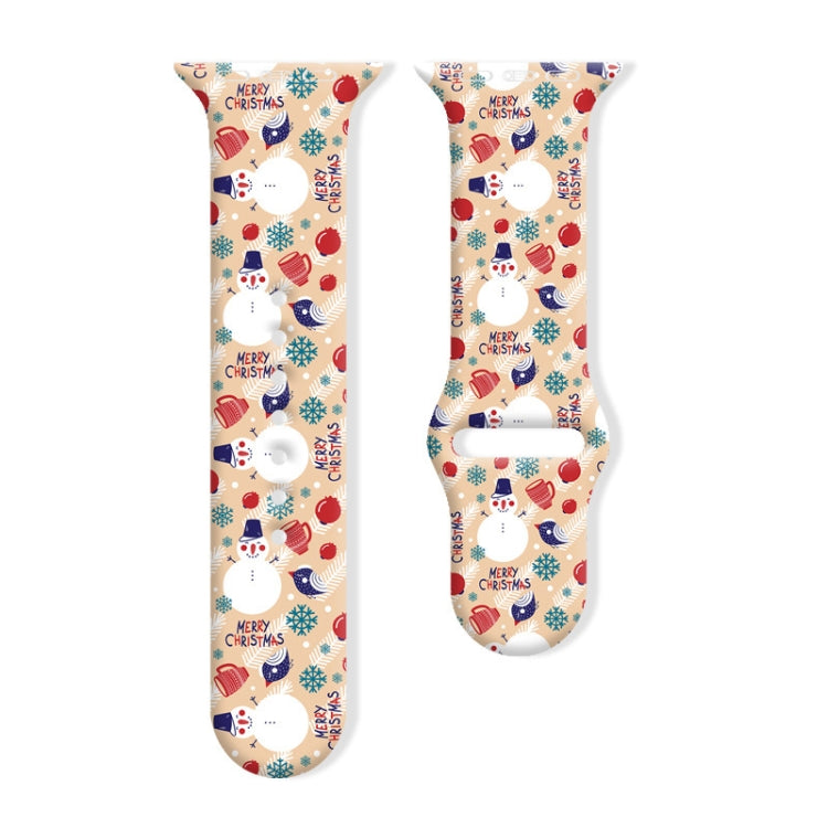 Christmas Pattern Reverse Buckle Silicone Watch Band, For Apple Watch 46mm / 49mm / 45mm / 44mm