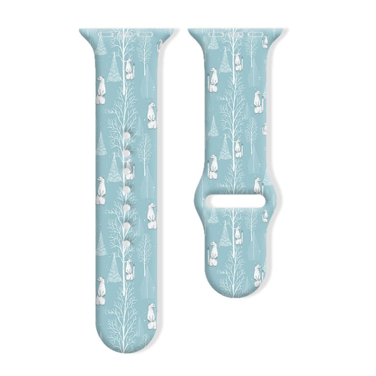 Christmas Pattern Reverse Buckle Silicone Watch Band, For Apple Watch 46mm / 49mm / 45mm / 44mm