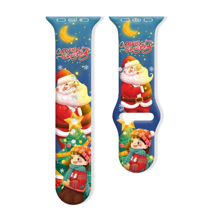 Christmas Pattern Reverse Buckle Silicone Watch Band, For Apple Watch 46mm / 49mm / 45mm / 44mm
