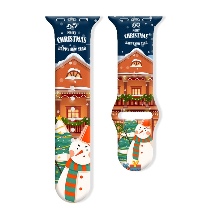 Christmas Pattern Reverse Buckle Silicone Watch Band, For Apple Watch 46mm / 49mm / 45mm / 44mm