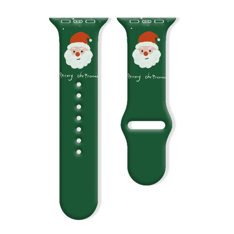 Christmas Pattern Reverse Buckle Silicone Watch Band, For Apple Watch 46mm / 49mm / 45mm / 44mm
