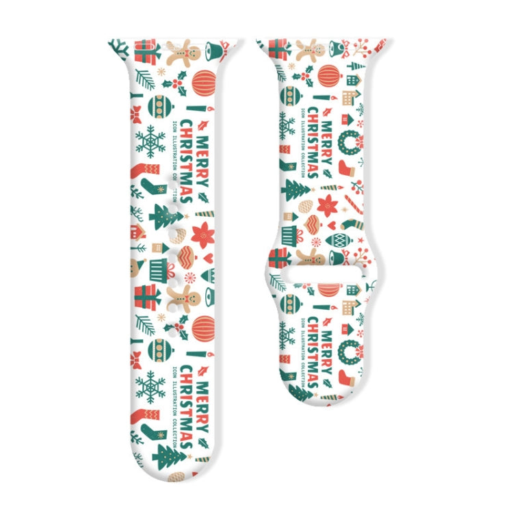 Christmas Pattern Reverse Buckle Silicone Watch Band, For Apple Watch 46mm / 49mm / 45mm / 44mm