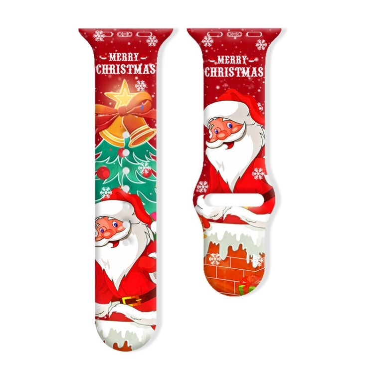 Christmas Pattern Reverse Buckle Silicone Watch Band, For Apple Watch 46mm / 49mm / 45mm / 44mm