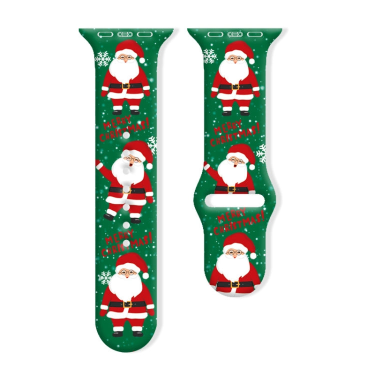Christmas Pattern Reverse Buckle Silicone Watch Band, For Apple Watch 46mm / 49mm / 45mm / 44mm