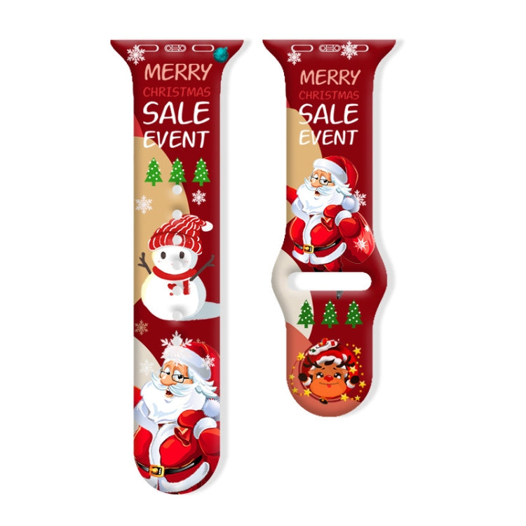 Christmas Pattern Reverse Buckle Silicone Watch Band, For Apple Watch 42mm / 41mm / 40mm / 38mm