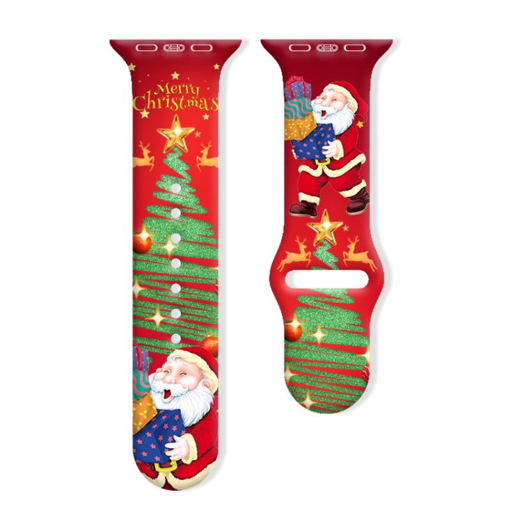 Christmas Pattern Reverse Buckle Silicone Watch Band, For Apple Watch 42mm / 41mm / 40mm / 38mm