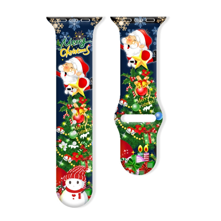 Christmas Pattern Reverse Buckle Silicone Watch Band, For Apple Watch 42mm / 41mm / 40mm / 38mm