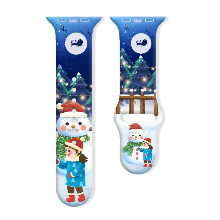 Christmas Pattern Reverse Buckle Silicone Watch Band, For Apple Watch 42mm / 41mm / 40mm / 38mm