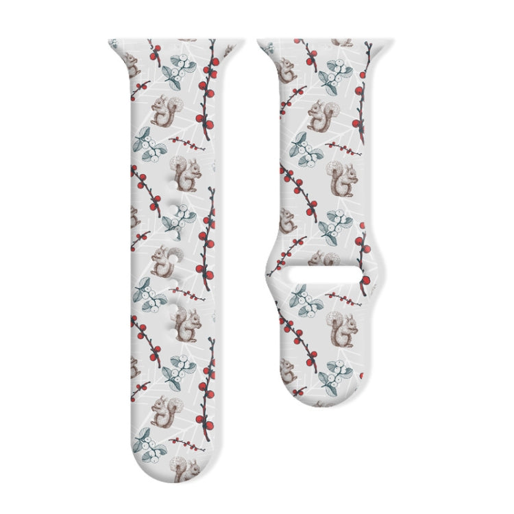 Christmas Pattern Reverse Buckle Silicone Watch Band, For Apple Watch 42mm / 41mm / 40mm / 38mm