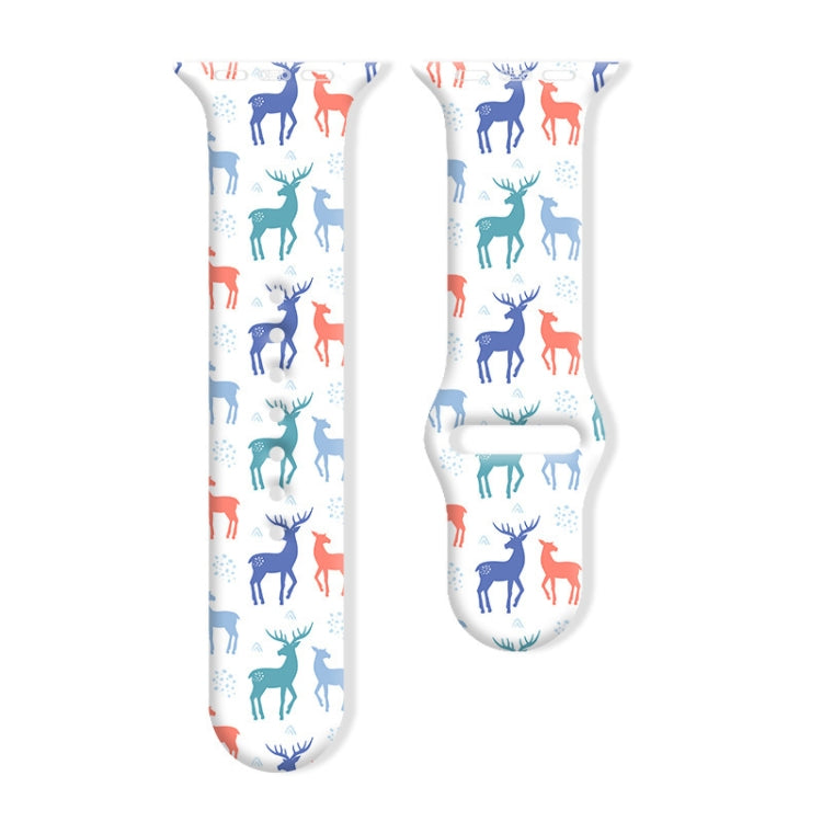 Christmas Pattern Reverse Buckle Silicone Watch Band, For Apple Watch 42mm / 41mm / 40mm / 38mm