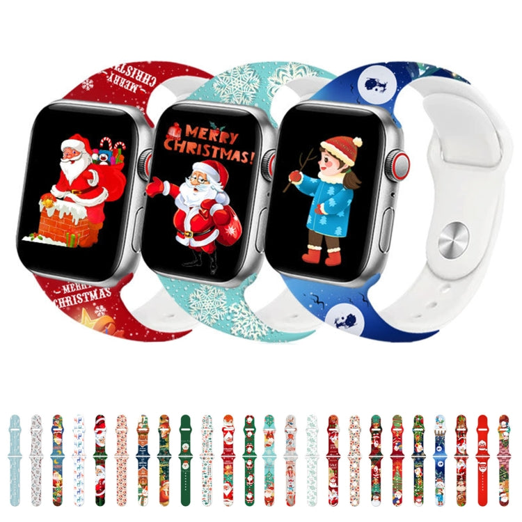 Christmas Pattern Reverse Buckle Silicone Watch Band, For Apple Watch 46mm / 49mm / 45mm / 44mm