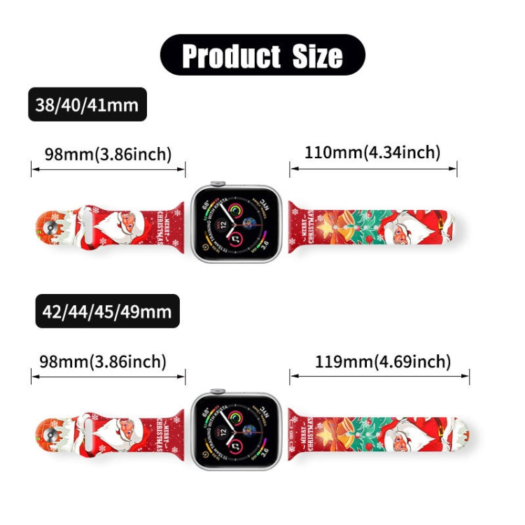 Christmas Pattern Reverse Buckle Silicone Watch Band, For Apple Watch 42mm / 41mm / 40mm / 38mm