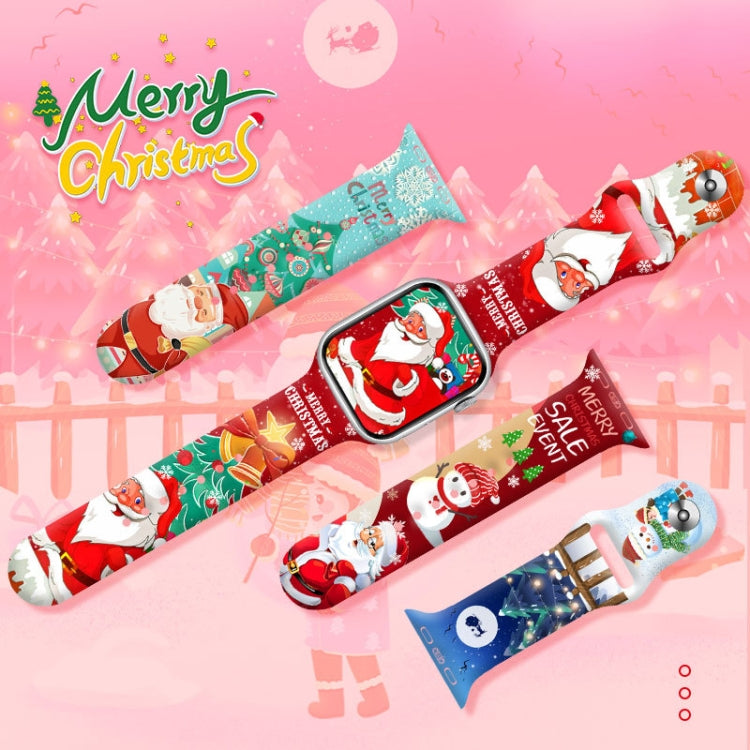 Christmas Pattern Reverse Buckle Silicone Watch Band, For Apple Watch 42mm / 41mm / 40mm / 38mm