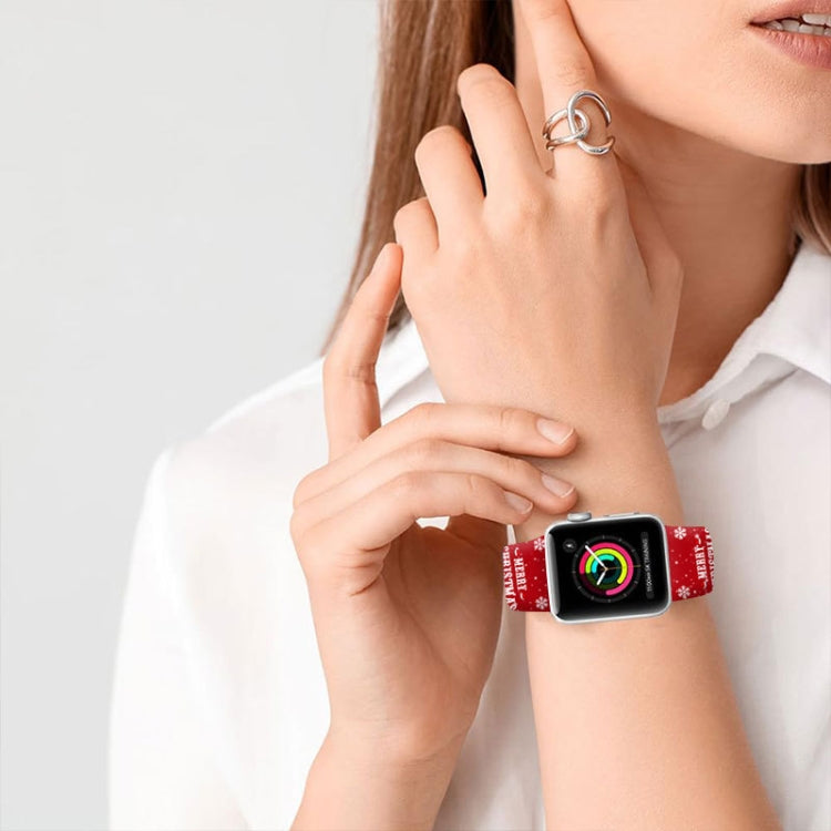 Christmas Pattern Reverse Buckle Silicone Watch Band, For Apple Watch 42mm / 41mm / 40mm / 38mm