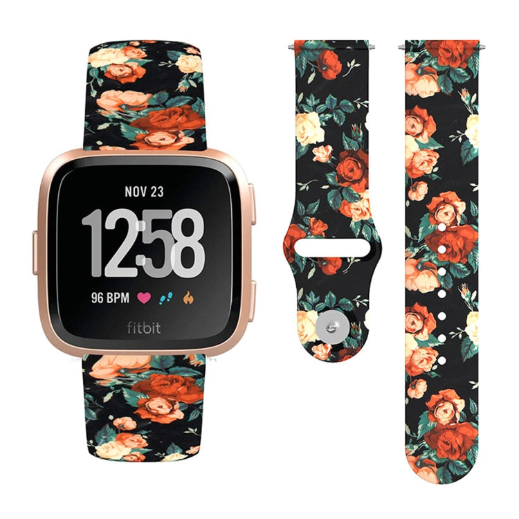 22mm Reverse Buckle Printed Silicone Strap, For Fitbit Versa 2 / Lite