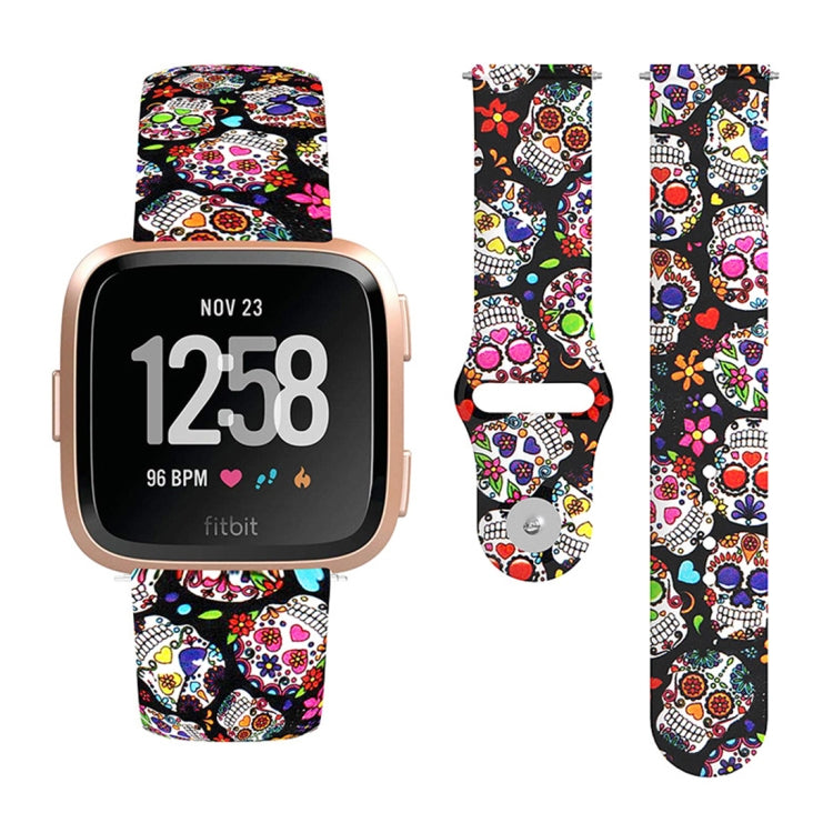 22mm Reverse Buckle Printed Silicone Strap, For Fitbit Versa 2 / Lite