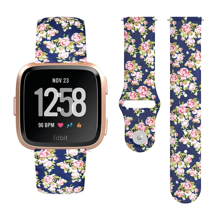 22mm Reverse Buckle Printed Silicone Strap, For Fitbit Versa 2 / Lite