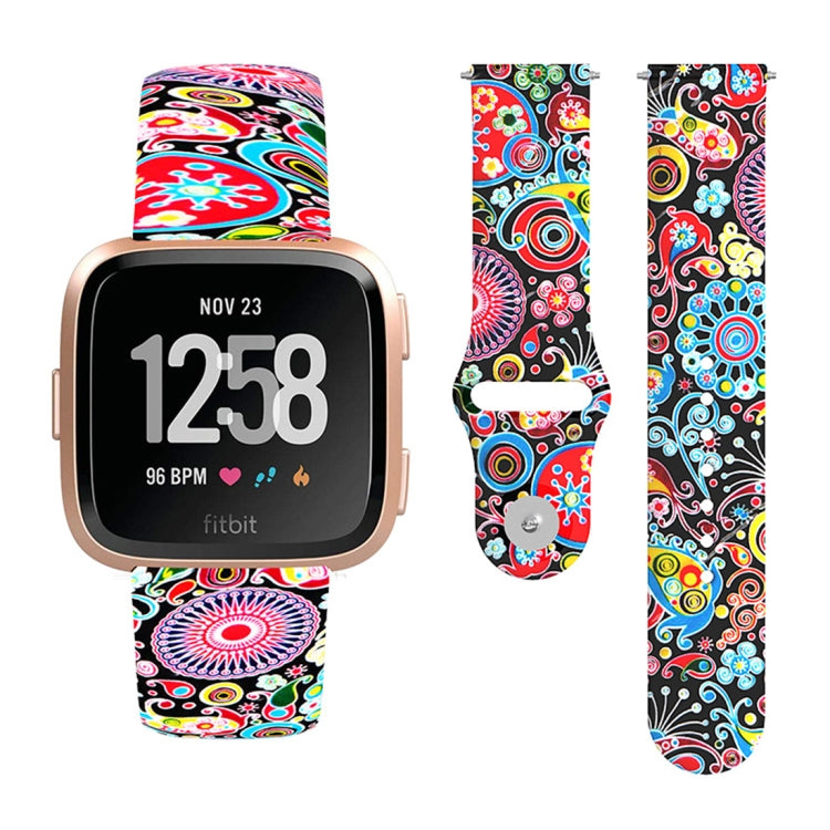 22mm Reverse Buckle Printed Silicone Strap, For Fitbit Versa 2 / Lite