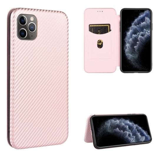 Carbon fiber magnetic flip case for iPhone 11 Pro Max with card slot and PU leather