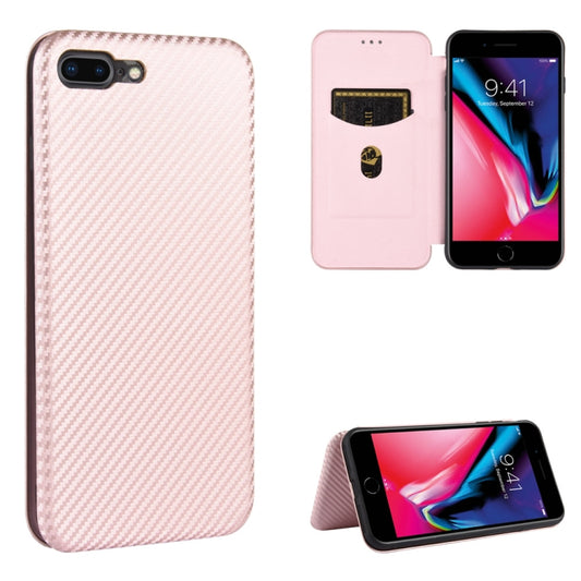 Carbon fiber magnetic flip case for iPhone 7 8 SE with card slot and leather