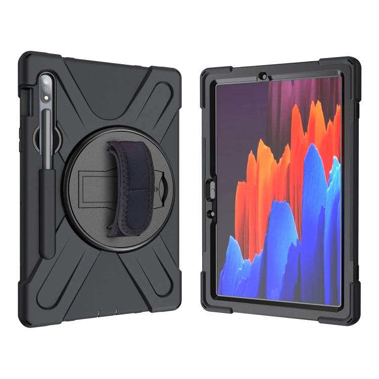 Shockproof Colorful Silicone + PC Protective Case with Holder & Shoulder Strap & Hand Strap & Pen Slot, For Samsung Galaxy Tab S8 / Galaxy Tab S7 (2020) T870