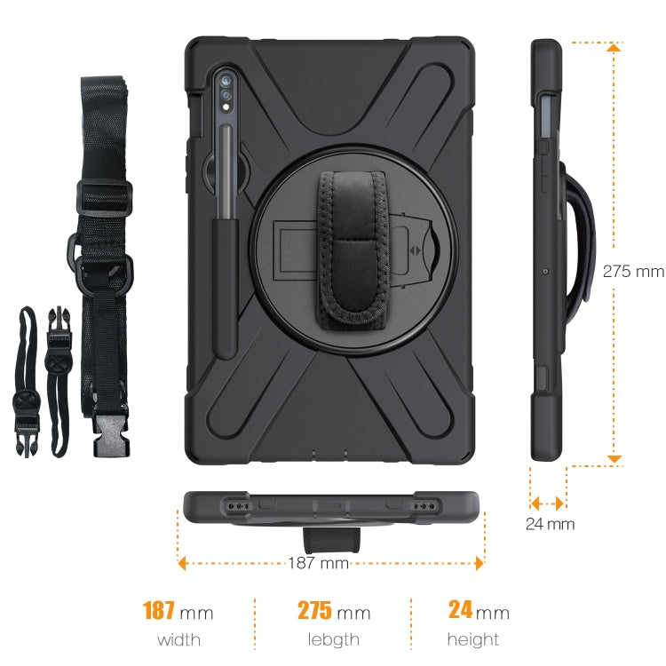 Shockproof Colorful Silicone + PC Protective Case with Holder & Shoulder Strap & Hand Strap & Pen Slot, For Samsung Galaxy Tab S8 / Galaxy Tab S7 (2020) T870