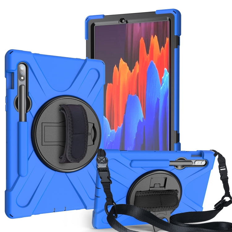 Shockproof Colorful Silicone + PC Protective Case with Holder & Shoulder Strap & Hand Strap & Pen Slot, For Samsung Galaxy Tab S8 / Galaxy Tab S7 (2020) T870