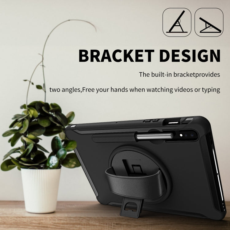 360 Degree Rotation PC+TPU Protective Cover with Holder & Hand Strap, For Samsung Galaxy Tab S8 / Galaxy Tab S7 (2020) T870