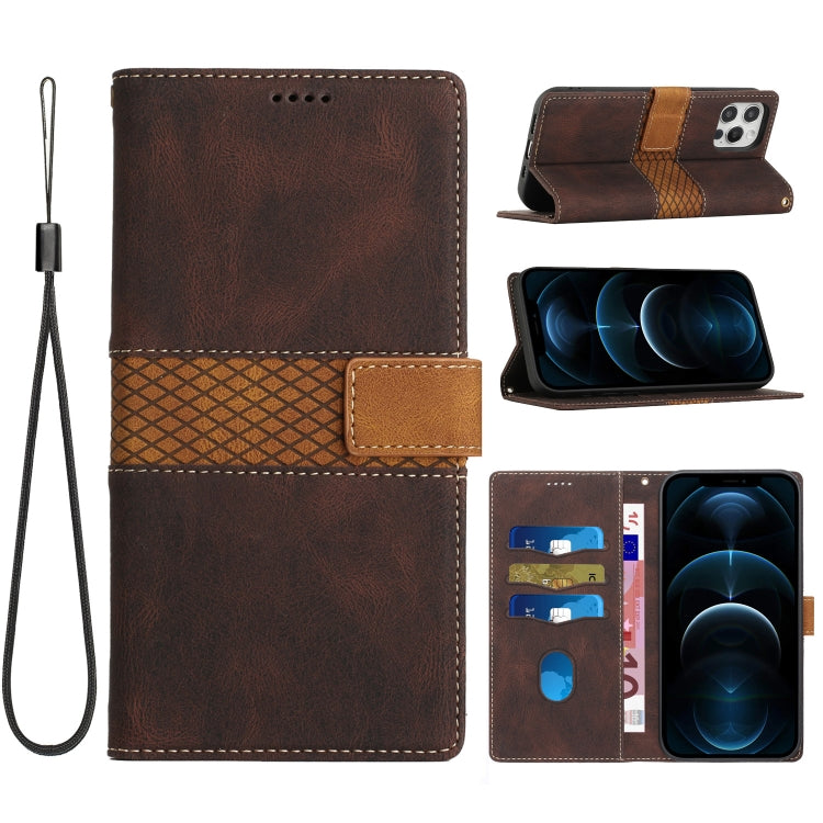 Grid Stitching Leather Phone Case with Lanyard, For iPhone 15, For iPhone 14 Plus, For iPhone 14, For iPhone 14 Pro, For iPhone 14 Pro Max, For iPhone SE 2022 / 2020