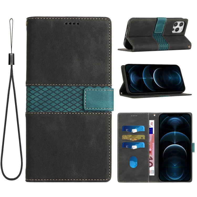 Grid Stitching Leather Phone Case with Lanyard, For iPhone 15, For iPhone 14 Plus, For iPhone 14, For iPhone 14 Pro, For iPhone 14 Pro Max, For iPhone SE 2022 / 2020