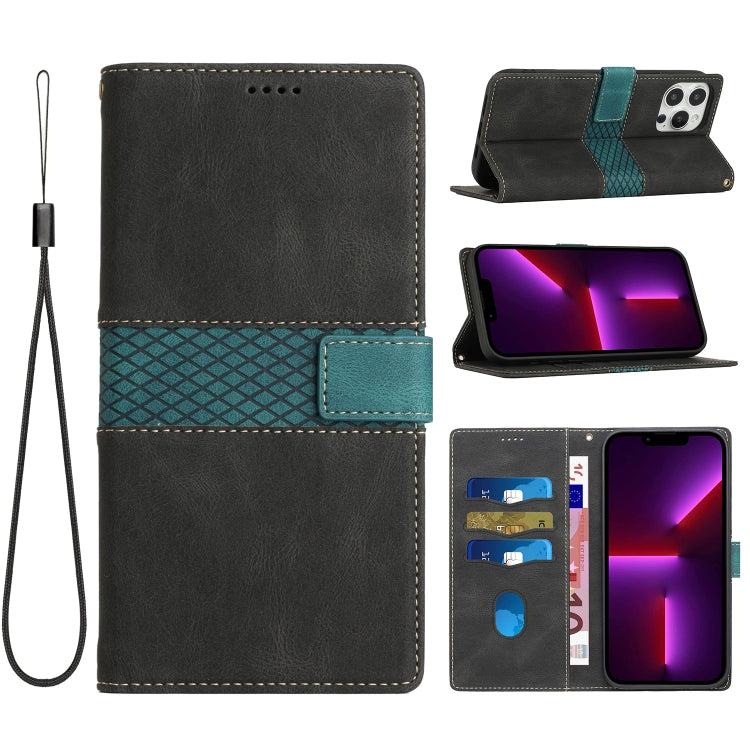Grid Stitching Leather Phone Case with Lanyard, For iPhone 15, For iPhone 14 Plus, For iPhone 14, For iPhone 14 Pro, For iPhone 14 Pro Max, For iPhone SE 2022 / 2020