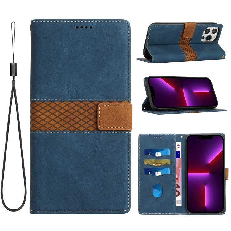 Grid Stitching Leather Phone Case with Lanyard, For iPhone 15, For iPhone 14 Plus, For iPhone 14, For iPhone 14 Pro, For iPhone 14 Pro Max, For iPhone SE 2022 / 2020