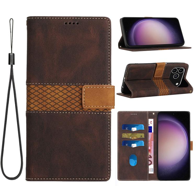 Grid Stitching Leather Phone Case with Lanyard, For iPhone 17 Pro Max, For iPhone 17 Pro, For iPhone 17, For iPhone 17 Air, iPhone 16e, For iPhone 16 Pro Max