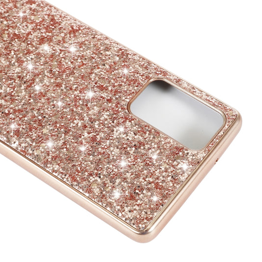 Glitter powder case for Note20 Ultra displaying raised camera ring protection