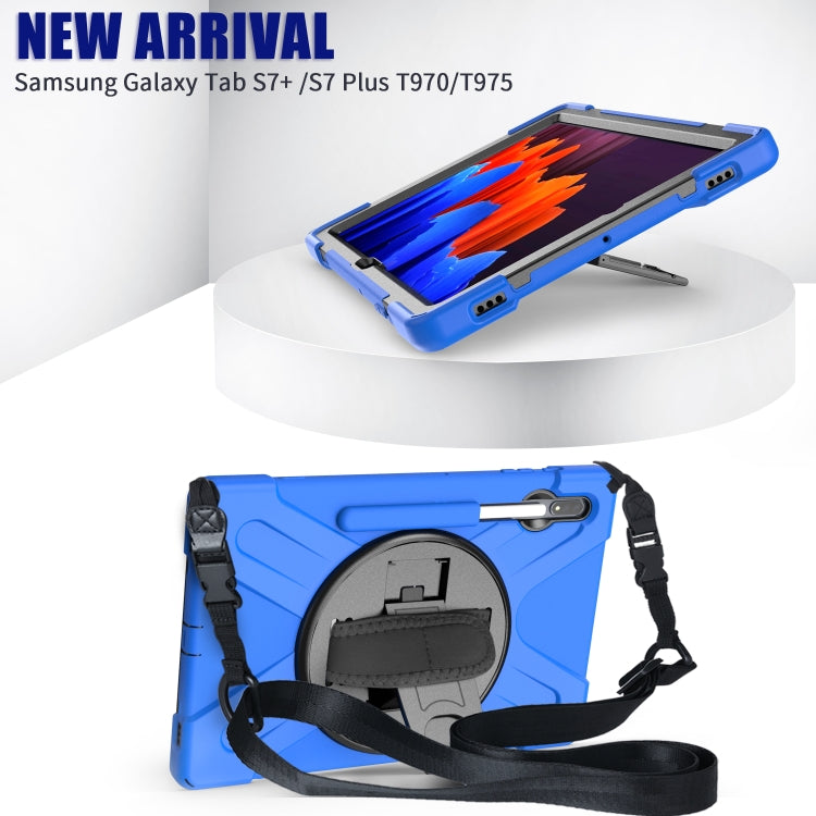 For Samsung Galaxy Tab S7 Plus Shockproof Colorful Silicone + PC Protective Case with Holder & Shoulder Strap & Hand Strap, For Samsung Galaxy Tab S8+ / Tab S8 Plus /  Tab S7 FE / Tab S7+