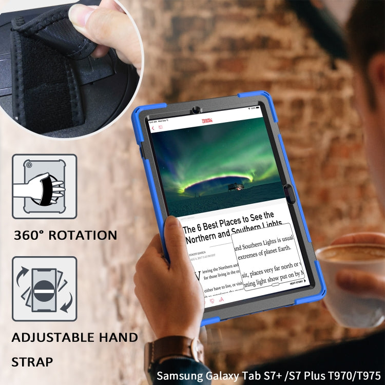 For Samsung Galaxy Tab S7 Plus Shockproof Colorful Silicone + PC Protective Case with Holder & Shoulder Strap & Hand Strap, For Samsung Galaxy Tab S8+ / Tab S8 Plus /  Tab S7 FE / Tab S7+