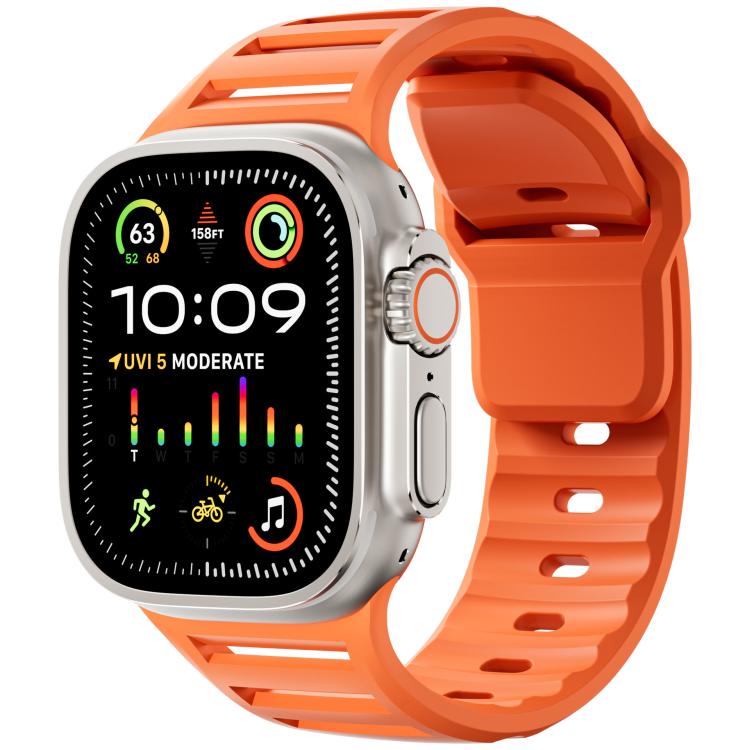 Single Nail Dual-Color Multi-hole Silicone Watch Band, For Apple Watch 46mm / 49mm / 45mm / 44mm