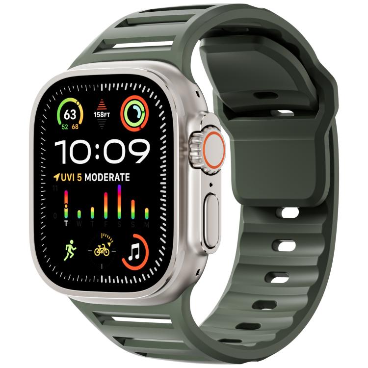 Single Nail Dual-Color Multi-hole Silicone Watch Band, For Apple Watch 46mm / 49mm / 45mm / 44mm