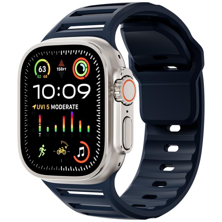 Single Nail Dual-Color Multi-hole Silicone Watch Band, For Apple Watch 46mm / 49mm / 45mm / 44mm