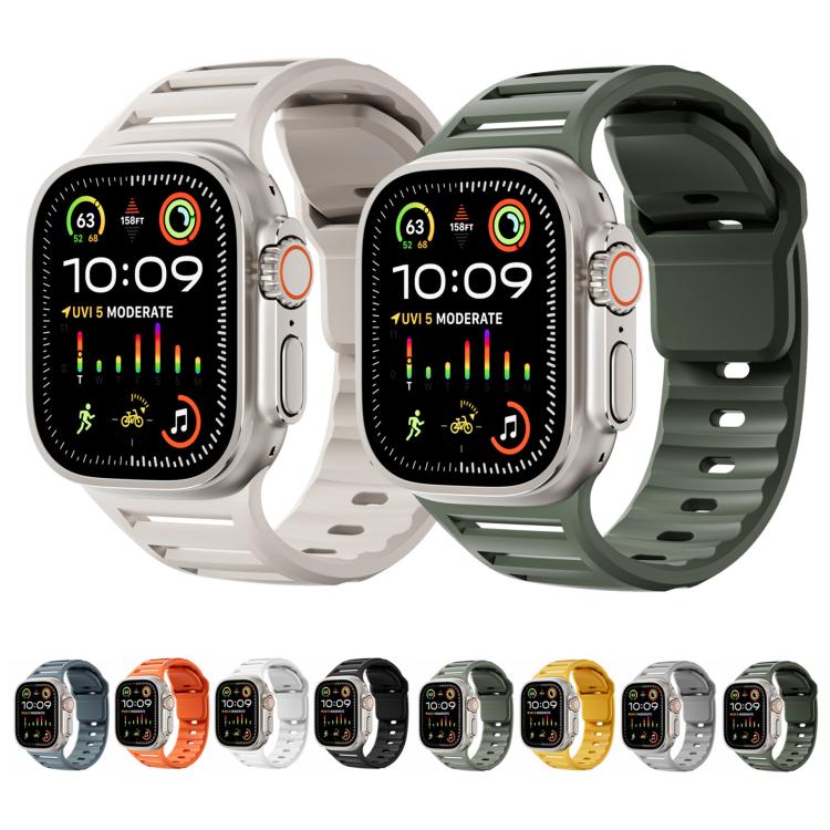 Single Nail Dual-Color Multi-hole Silicone Watch Band, For Apple Watch 46mm / 49mm / 45mm / 44mm