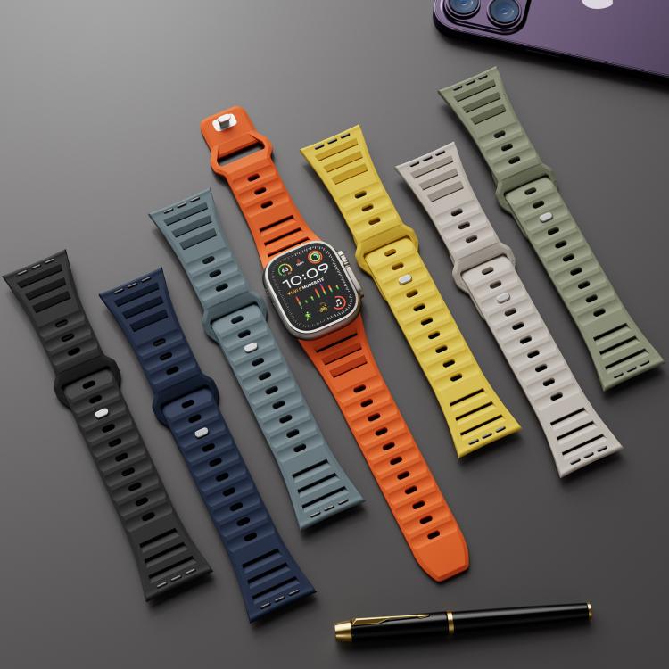 Single Nail Dual-Color Multi-hole Silicone Watch Band, For Apple Watch 46mm / 49mm / 45mm / 44mm