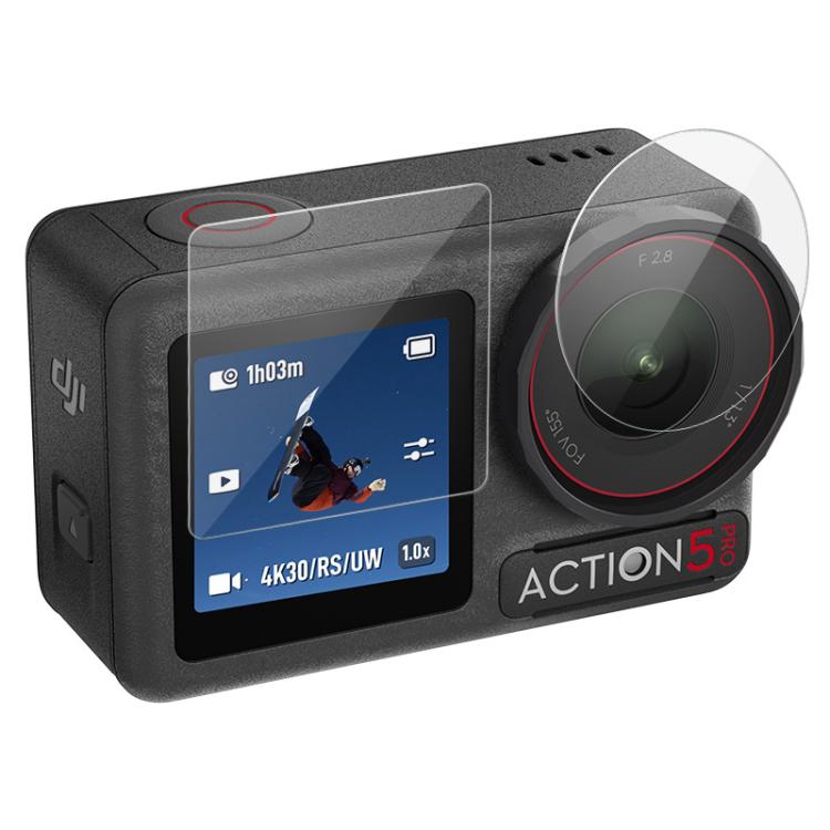 imak Rear Screen + Front Screen + Rear Camera Lens Tempered Glass Film, For DJI Osmo Action 5 Pro