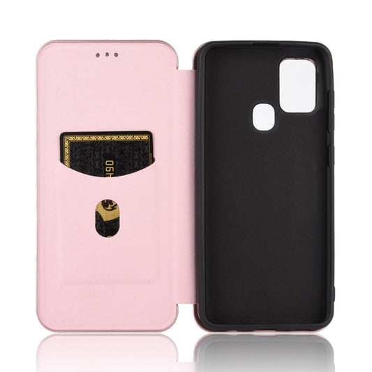 Galaxy A21s case back panel carbon fiber texture with protective TPU layer