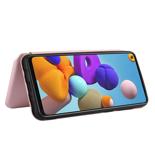 Samsung A21s leather flip case edge stitching and magnetic clasp close-up view