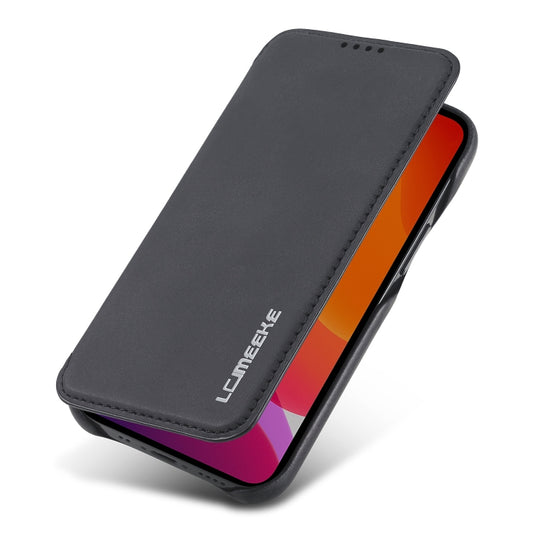 Genuine leather exterior texture detail on LC.IMEEKE iPhone 12 case