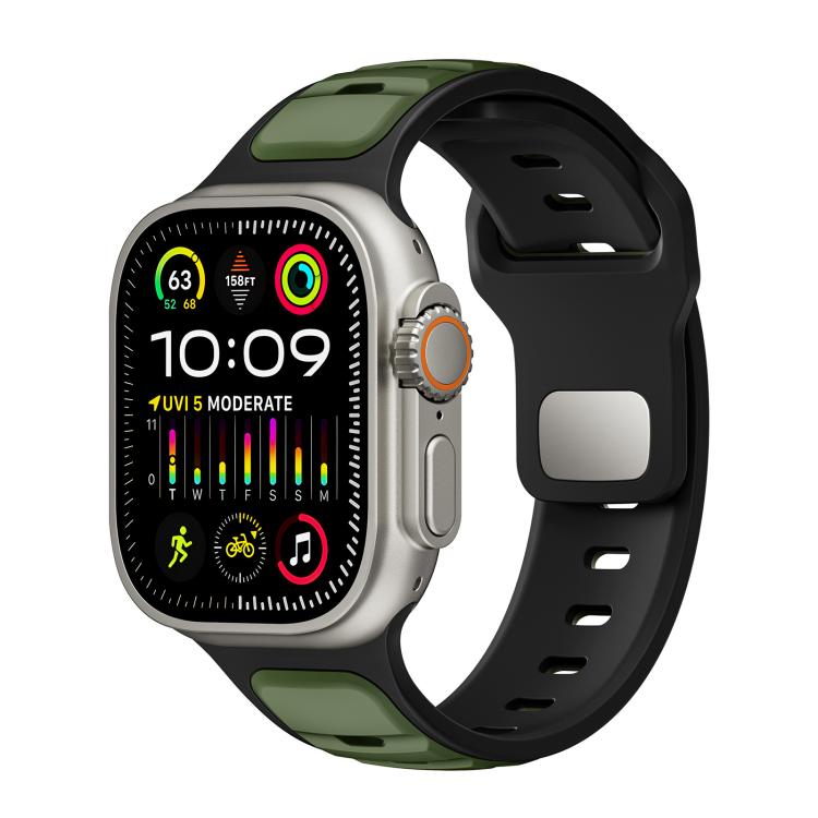 Norman Buckle Two-color Silicone Watch Band, For Apple Watch 46mm / 49mm / 45mm / 44mm, For Apple Watch 42mm / 41mm / 40mm / 38mm