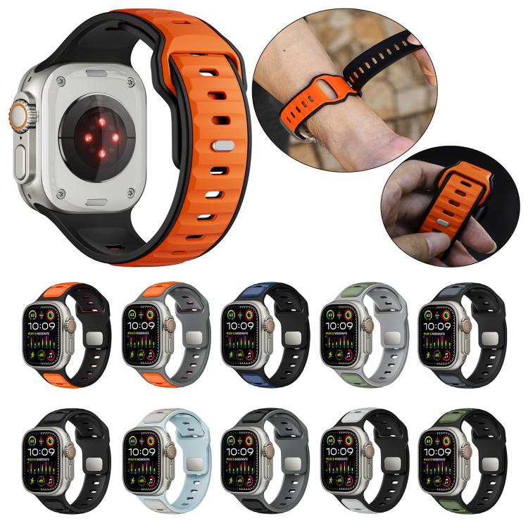 Norman Buckle Two-color Silicone Watch Band, For Apple Watch 46mm / 49mm / 45mm / 44mm, For Apple Watch 42mm / 41mm / 40mm / 38mm