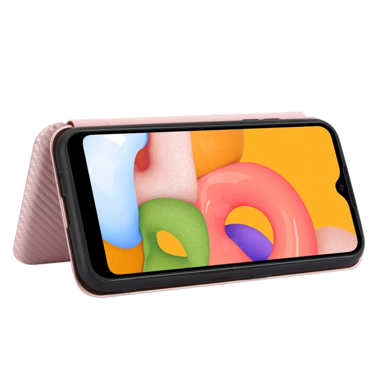 Carbon Fiber Texture Magnetic Horizontal Flip TPU + PC + PU Leather Case with Rope & Card Slot, For Samsung Galaxy A01, For Samsung Galaxy A7(2018) / A750, For Samsung Galaxy A20s, For Samsung Galaxy A21(Eurasian Version)