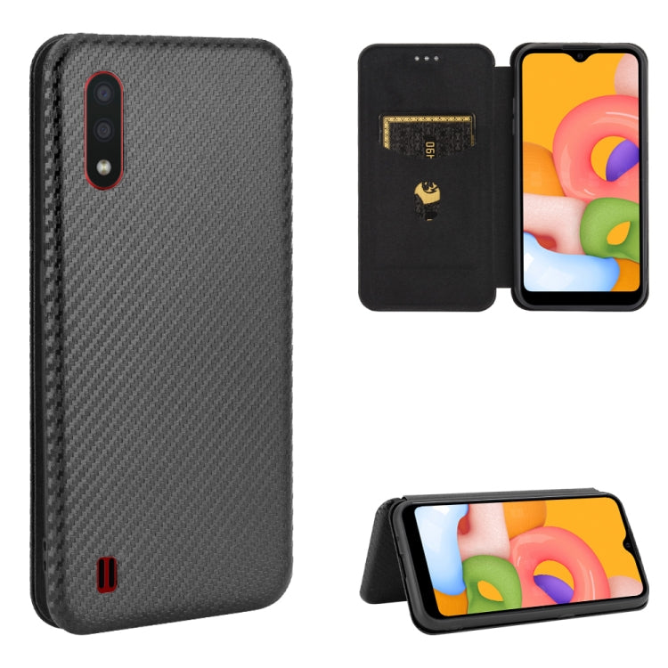 Carbon Fiber Texture Magnetic Horizontal Flip TPU + PC + PU Leather Case with Rope & Card Slot, For Samsung Galaxy A01, For Samsung Galaxy A7(2018) / A750, For Samsung Galaxy A20s, For Samsung Galaxy A21(Eurasian Version)